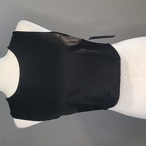 Kirious Vegan Leather Textured Black Cropped Back Zip Vest - Size L